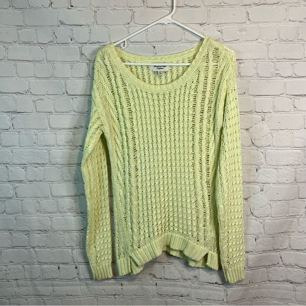 AEO Cable Knit Sweater size Medium Green Y2K